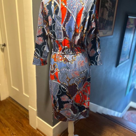 Gretchen Scott Designs Blue and Red Patterned Long Sleeve Dress - Picture 3 of 5